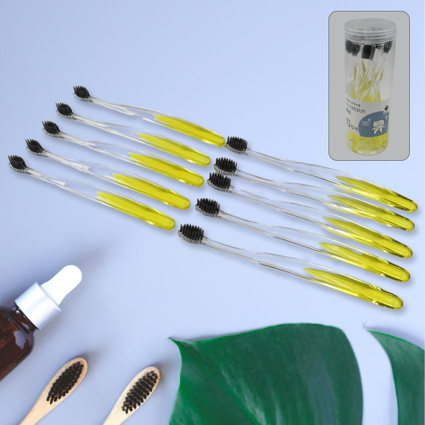 Premium Plastic Toothbrush With Plastic Round Box for Men and Women, Kids, Adults Plastic Toothbrush (10 pcs Set)
