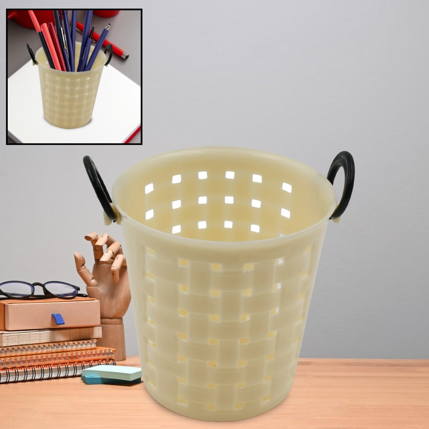 Multifunctional Plastic Round Multi-Purpose Toothpaste Stationary Pen Pencil Holder, Mini Desk Office Desktop Stationery Organizer Bathroom Shelves for Adults (1 Pc)