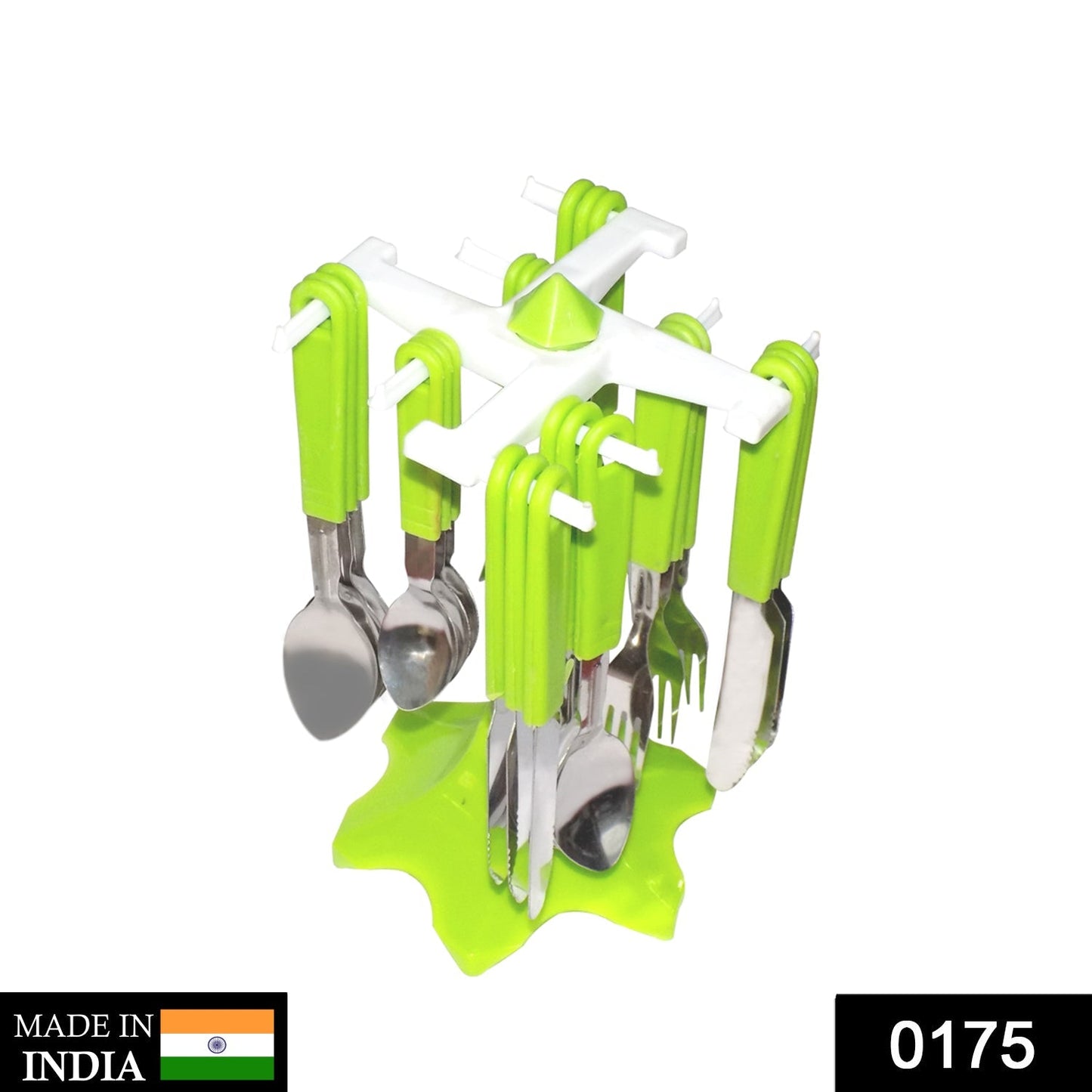 Premium stainless steel cutlery set with a sleek stand, 24 pieces.