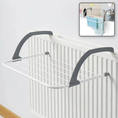 Metal Steel Folding Drying Rack for Clothes Balcony Laundry Hanger for Small Clothes Drying Hanger Metal Clothes Drying Stand, Socks and Plant Storage Holder Outdoor / Indoor Clothes-Towel Drying Rack Hanging on The Door Bathroom