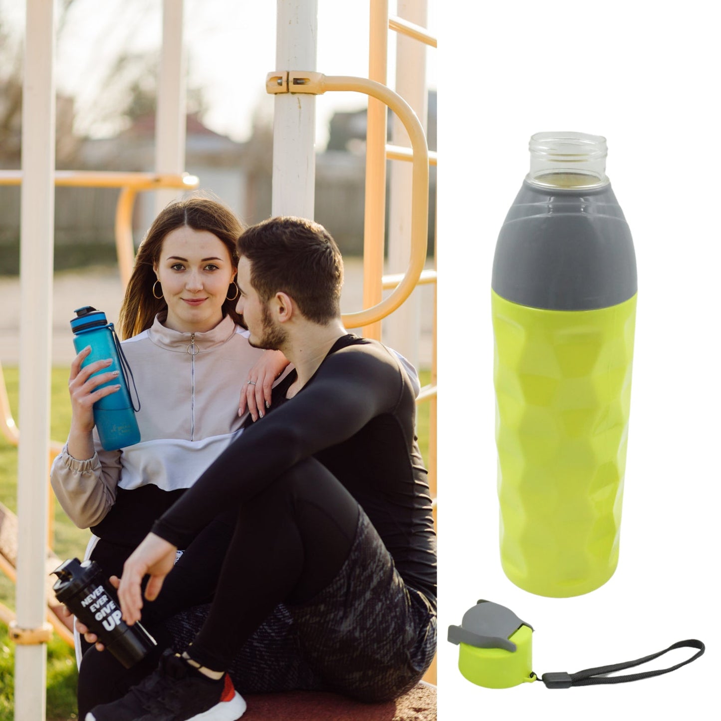 Mix color BPA-free water bottle with dori, 1.8L, insulated and leakproof.