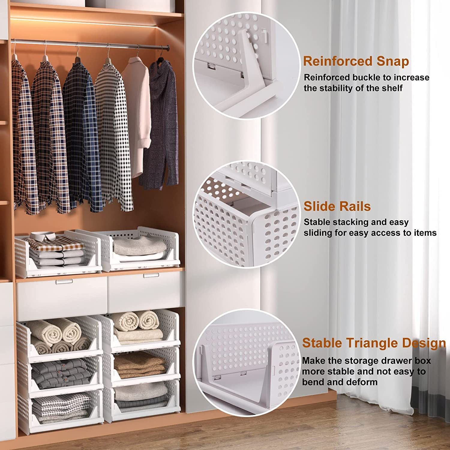 Multi-purpose clothes organizer with 3 layers, foldable and ideal for wardrobes.