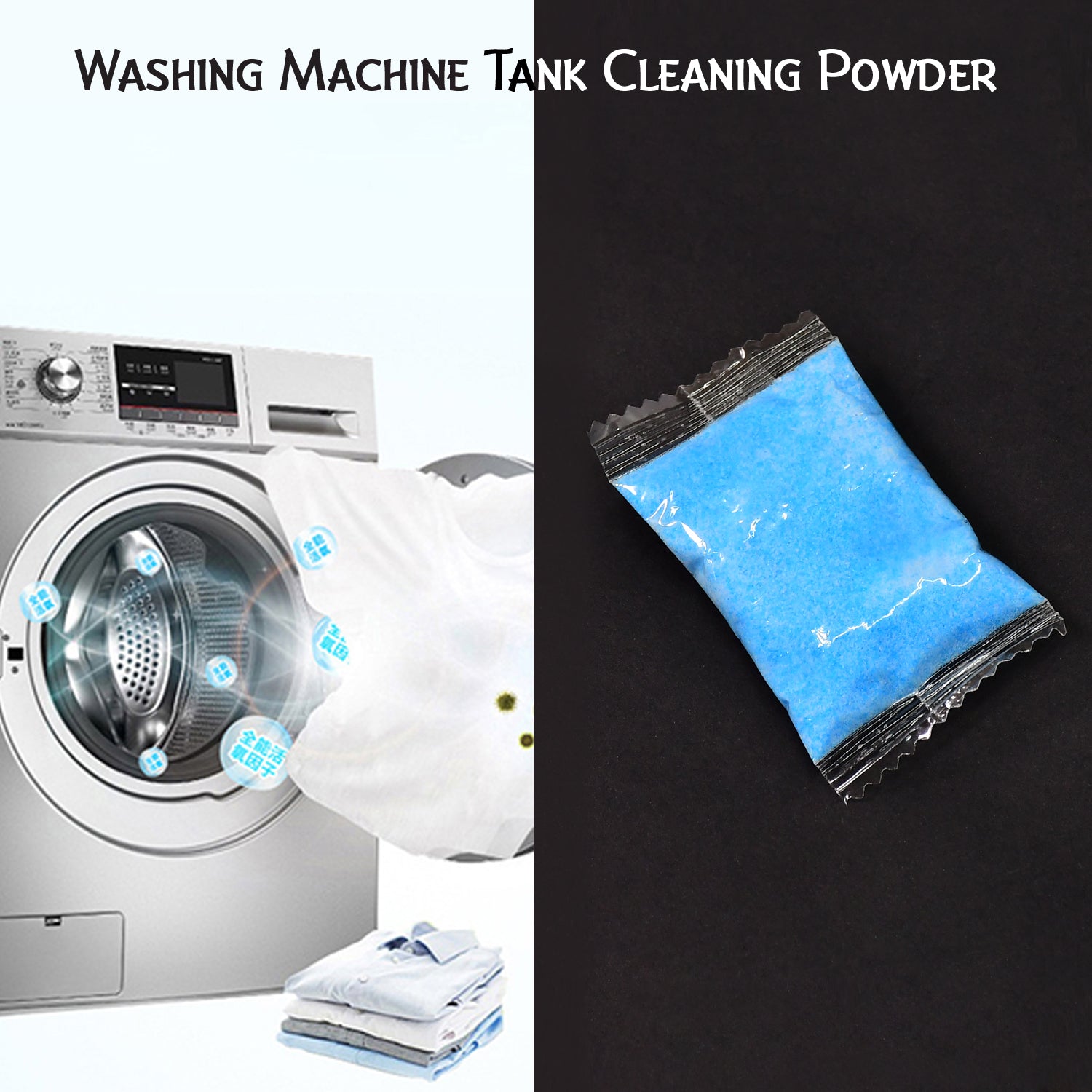 Detergent powder for cleaning washing machine tanks