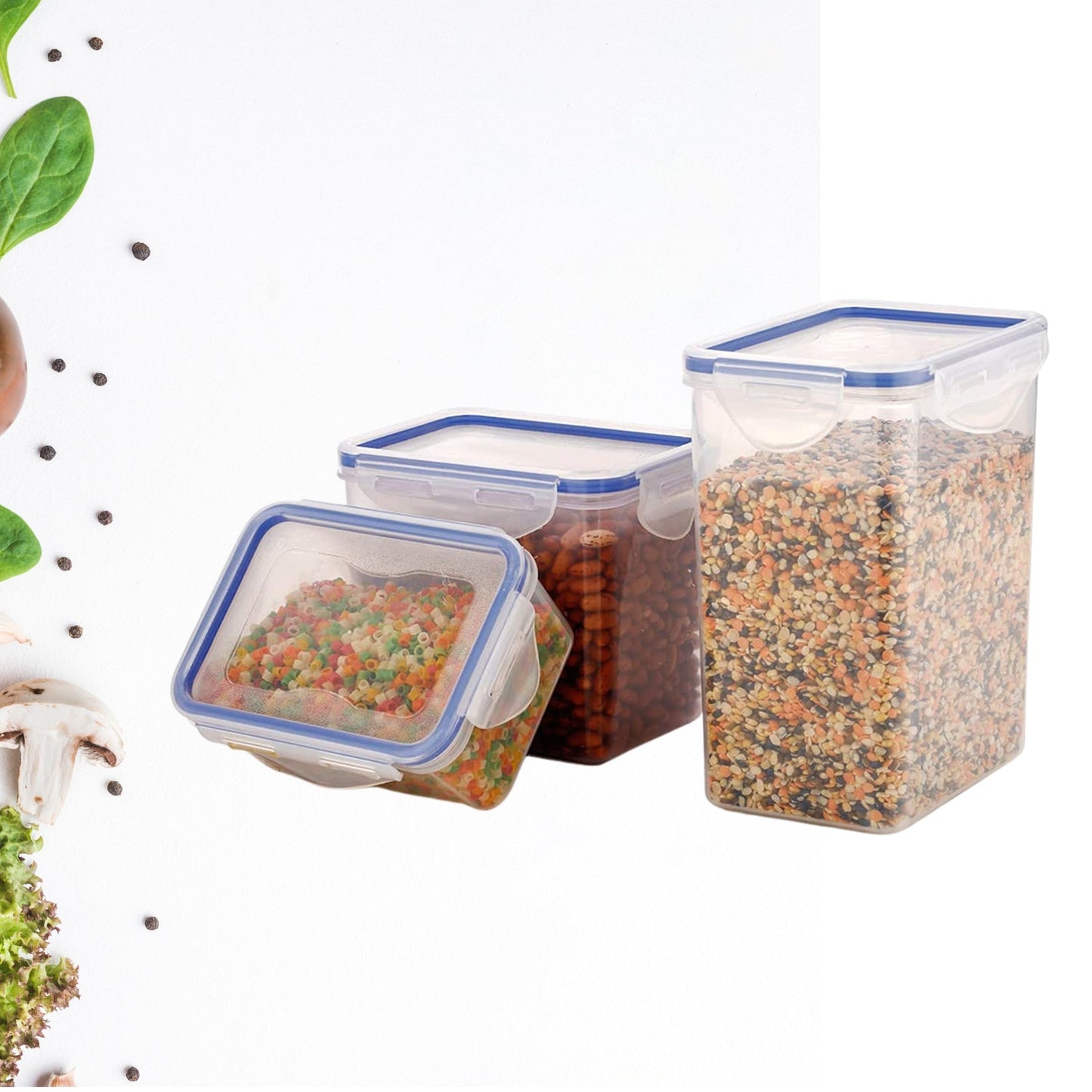 Leak-proof plastic containers with airtight lids