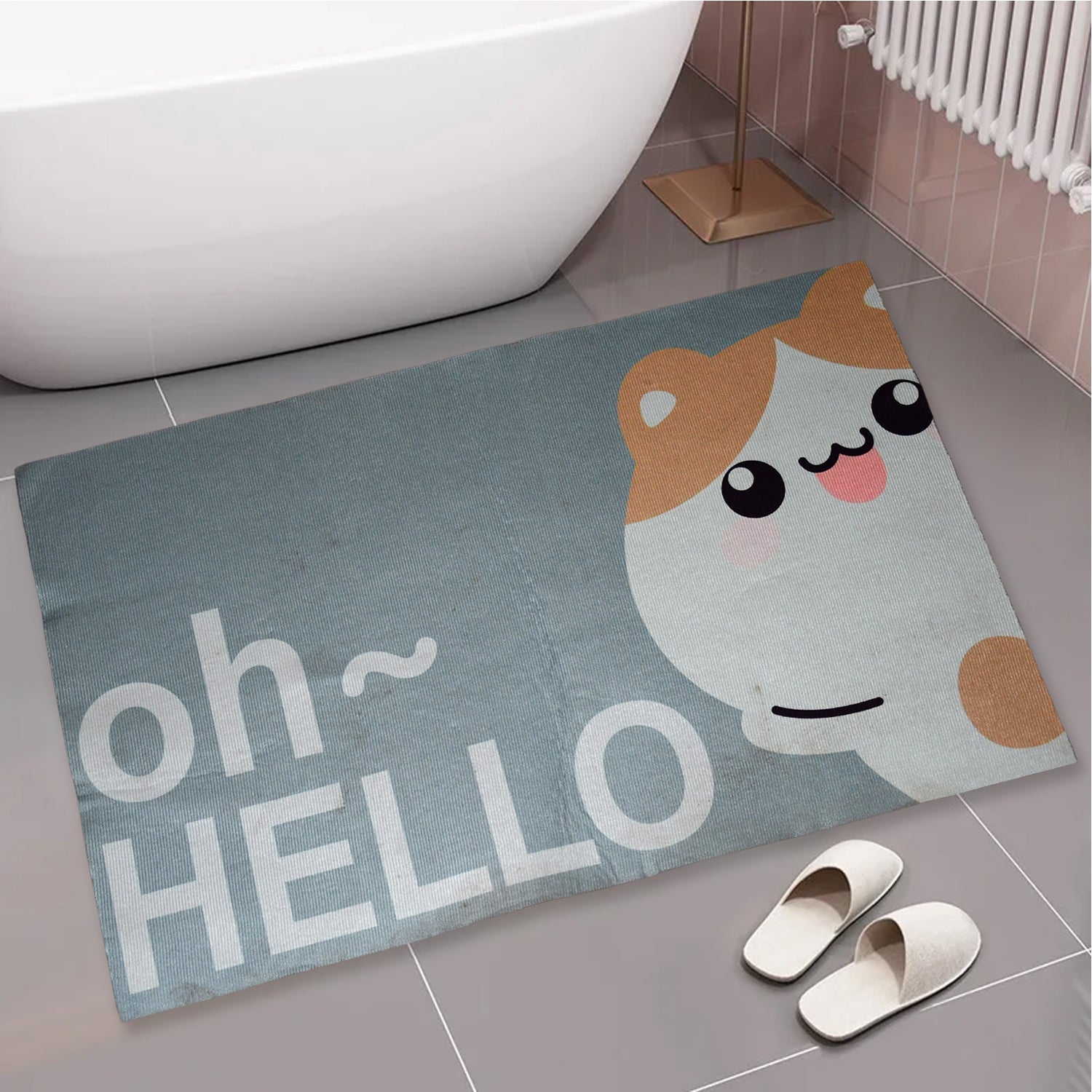 Quality bath mat with floral print