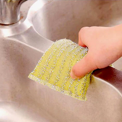 Kitchen Cleaning Tool Set Microfiber Kitchen Utensils High Performance Scouring Sponge Set Dish Sponge, Stainless Steel Scouring Pad (6 Pcs Set)