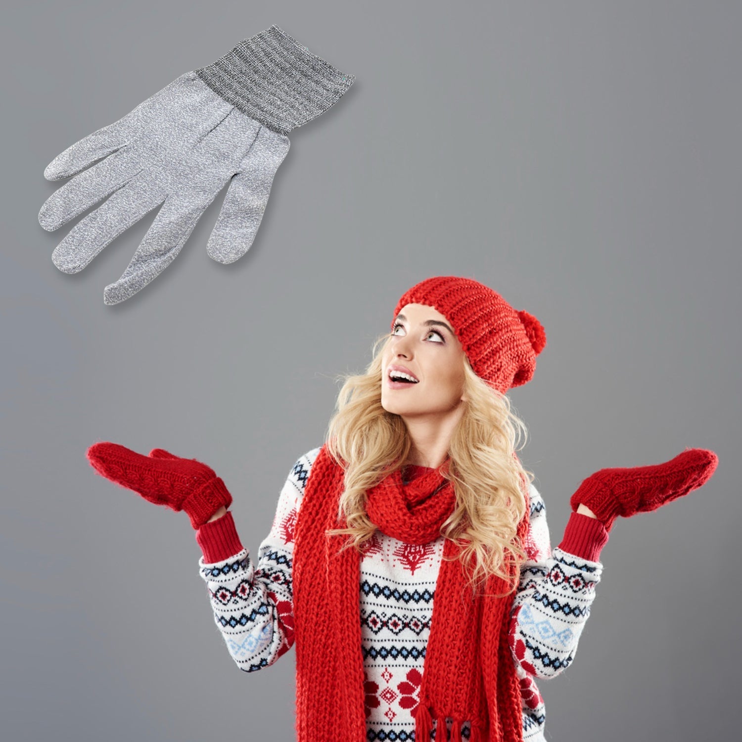 Knit safety gloves for BBQ and kitchen