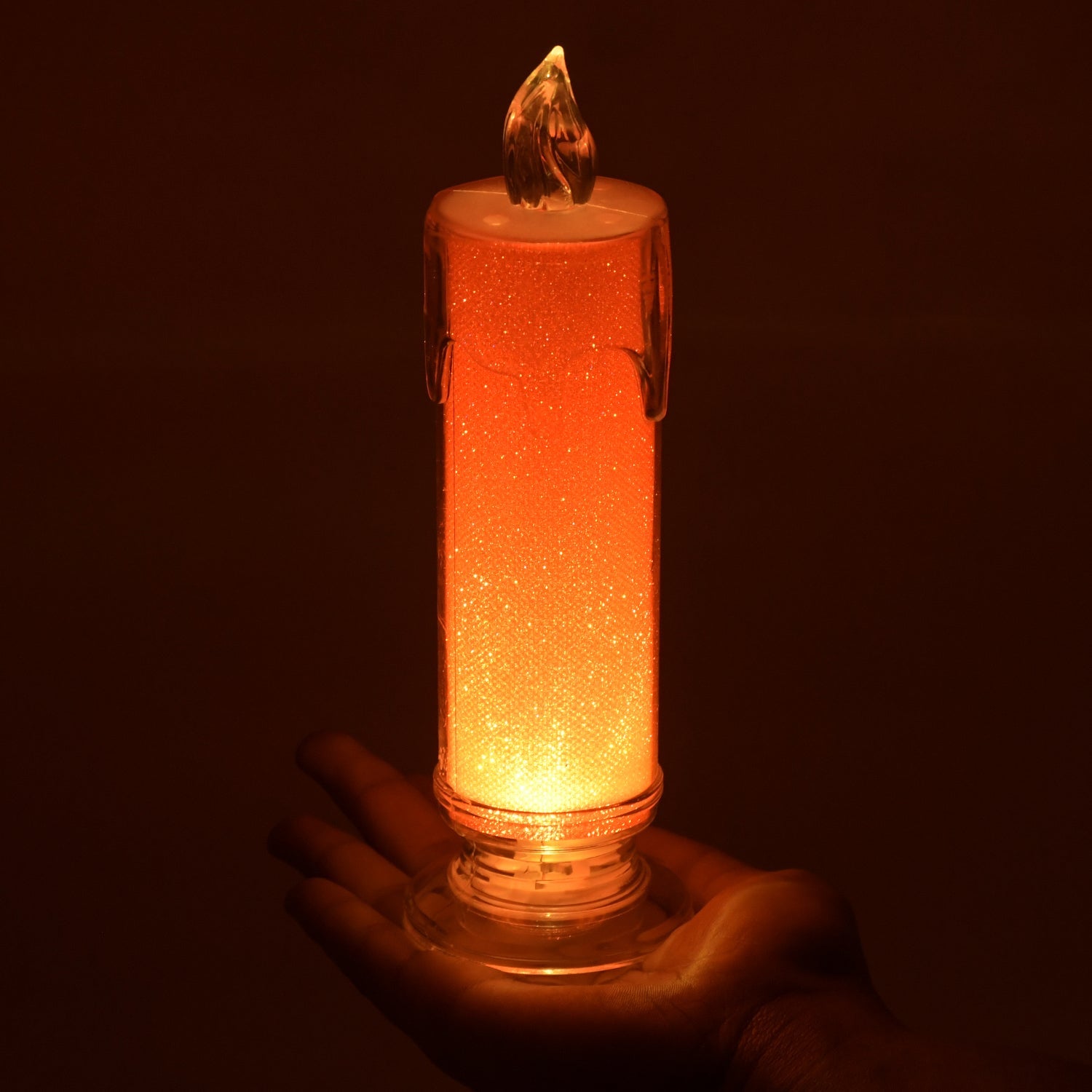 Red battery-operated flameless candle, ideal for Diwali and home decoration.