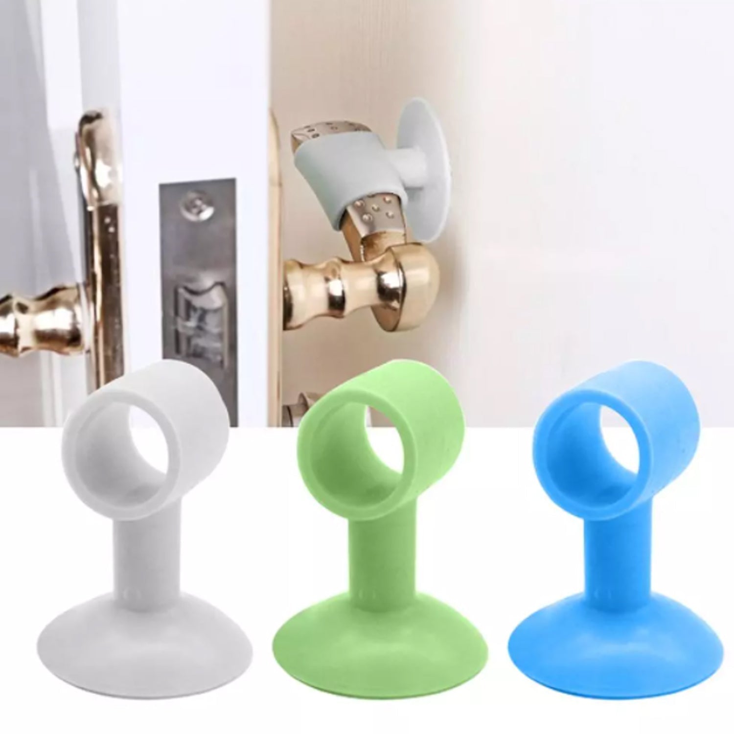 Mini silicone door stopper, pack of 100, prevents door handle damage.