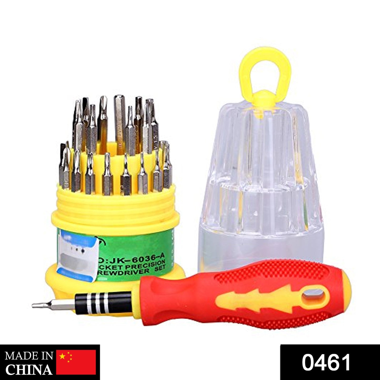 Magnetic screwdriver set with multiple tools.