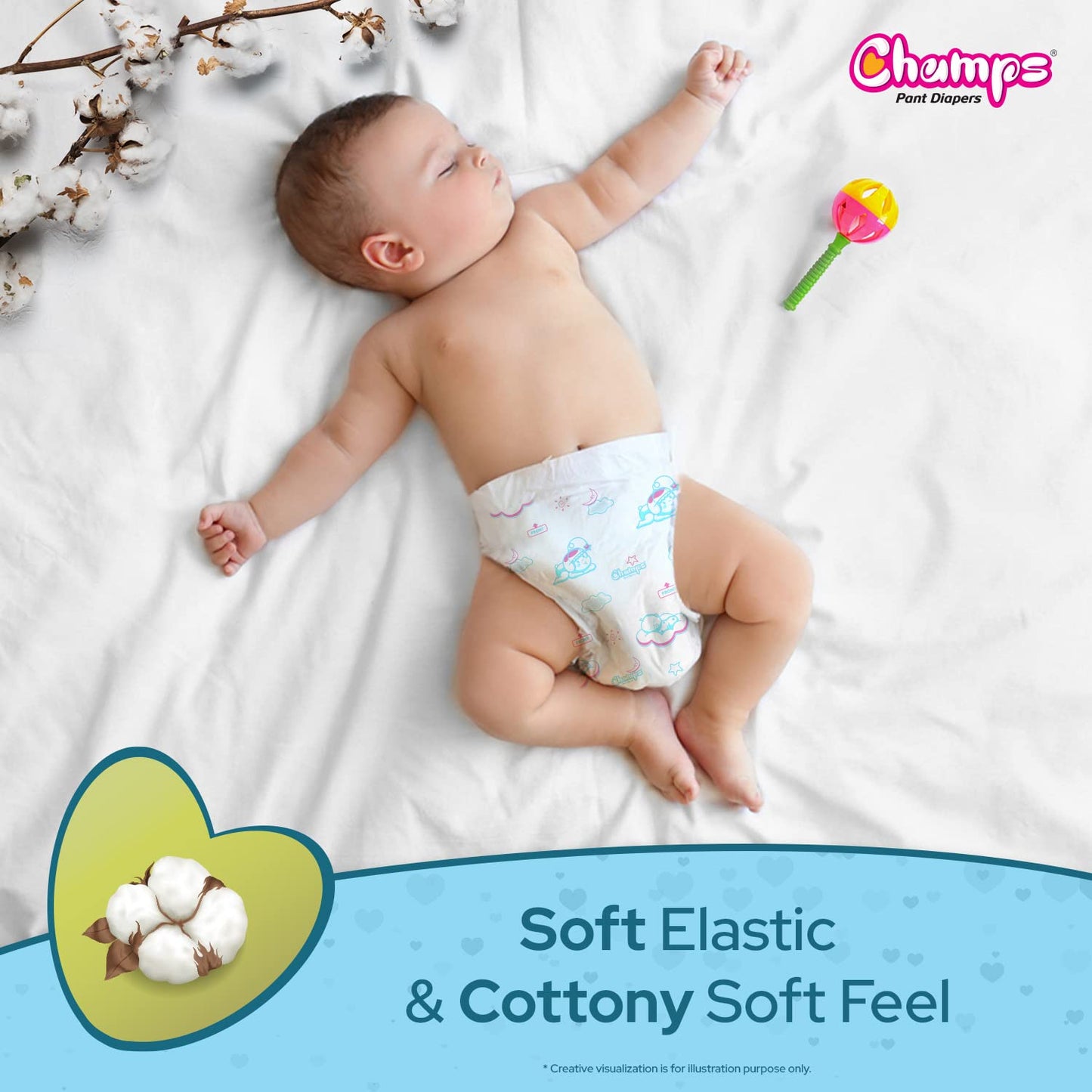 Baby diaper pants, medium size, 74 pcs, soft and dry for all-day comfort