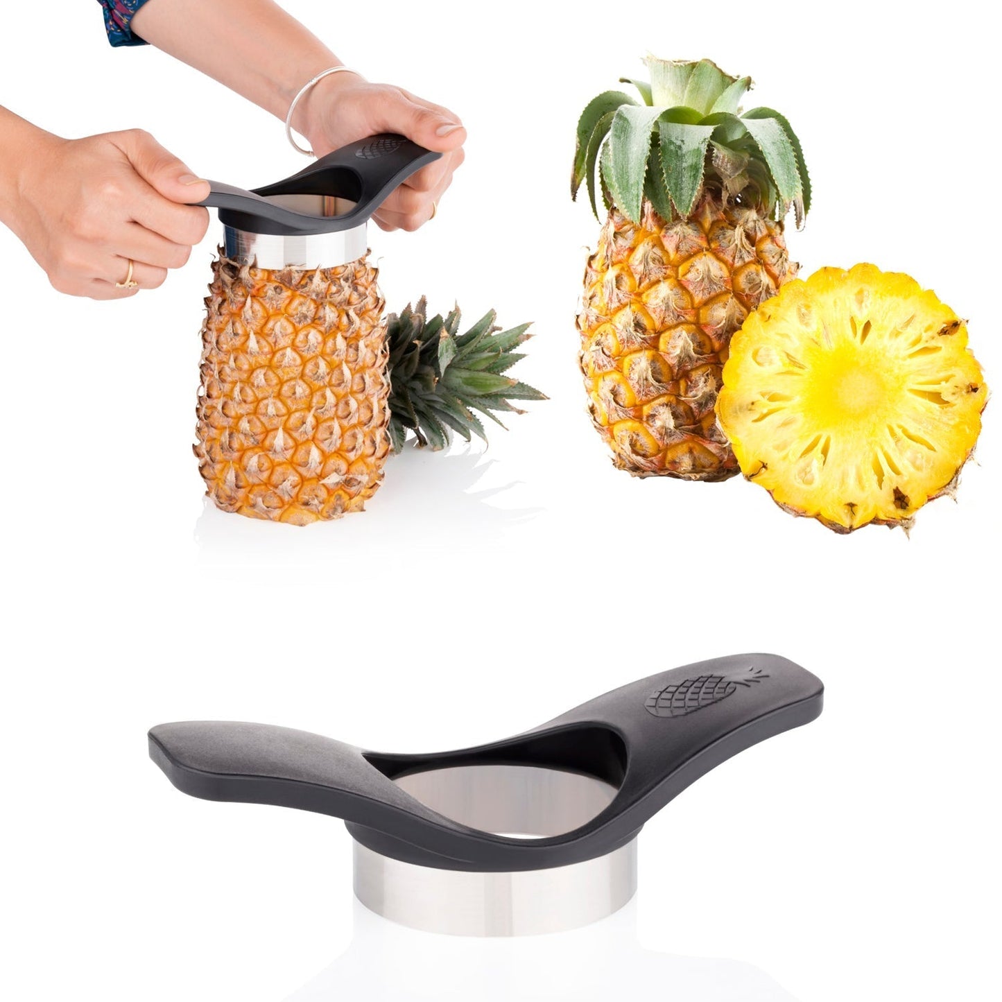 Kitchen pineapple cutter for cutting fine pineapple slices.