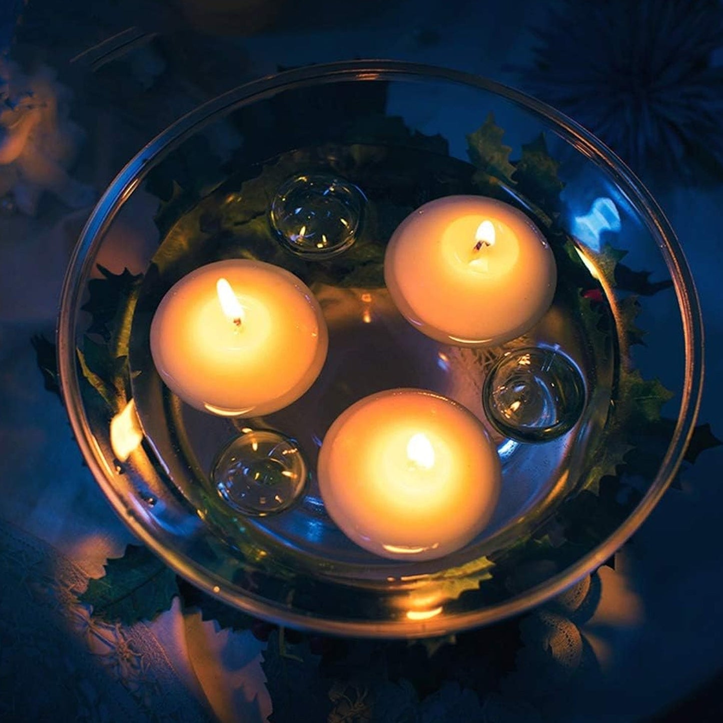 Floating candle holder for creating a cozy atmosphere.