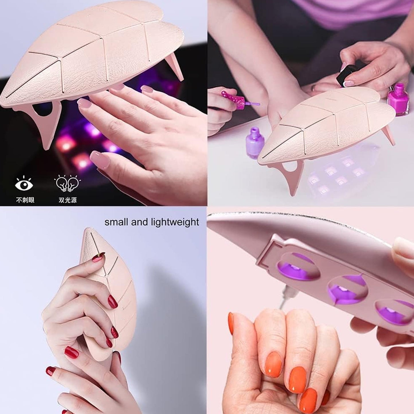 Mini Nail Lamp 6w 6 Led UV Nail Dryer with USB Cable for Gel Nail Polish Nail Art Tools for Starters Home DIY Professionals Salon Manicure (1 Pc)