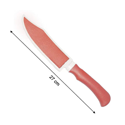 Compact kitchen knife with a protective sheath.