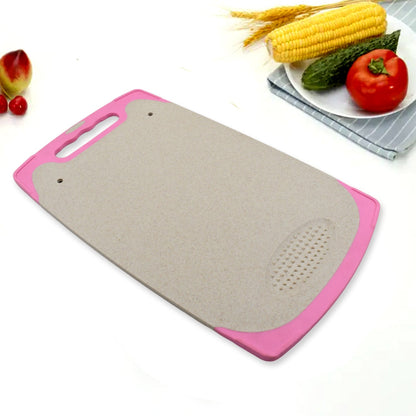 Plastic cutting board for home use, sticky surface.