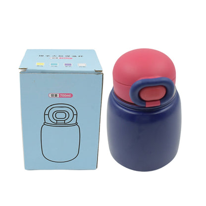 Multifunctional water bottle with steel inner and plastic outer, with strap and straw