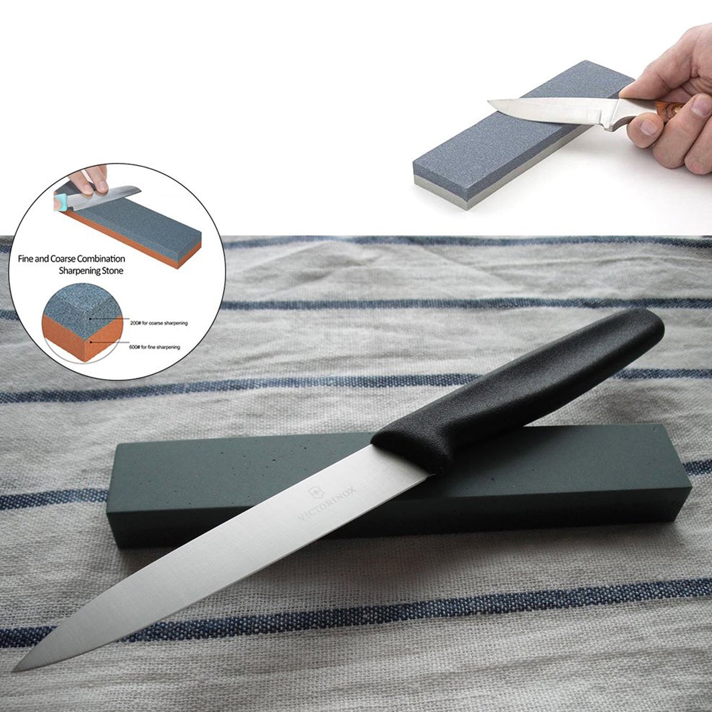 Knife sharpening stone set, high-density, suitable for various tools including scissors and axes.