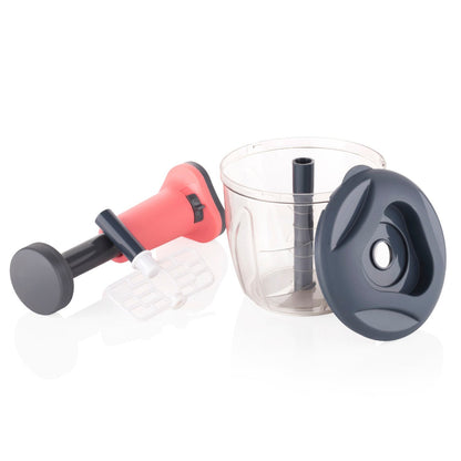 2-in-1 chopper and blender, 1100 ml, with easy push button and sharp blades.