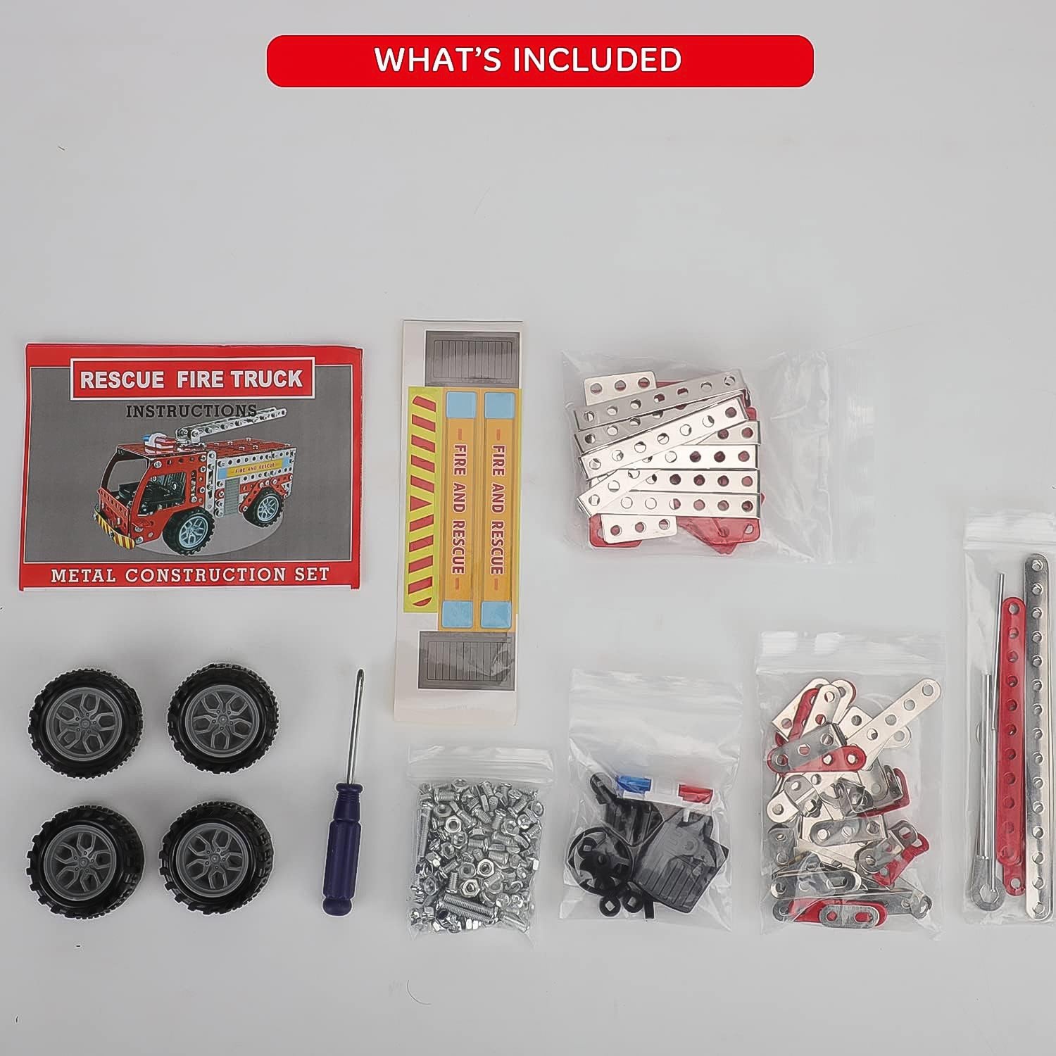 Metal Construction Fire Truck Kit for Kids