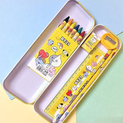 Kids' stationery set with pencil box and erasers, 12-piece school kit