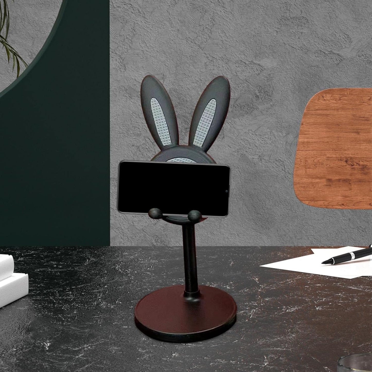 Kawaii bunny desk accessory with adjustable height for phone and tablet