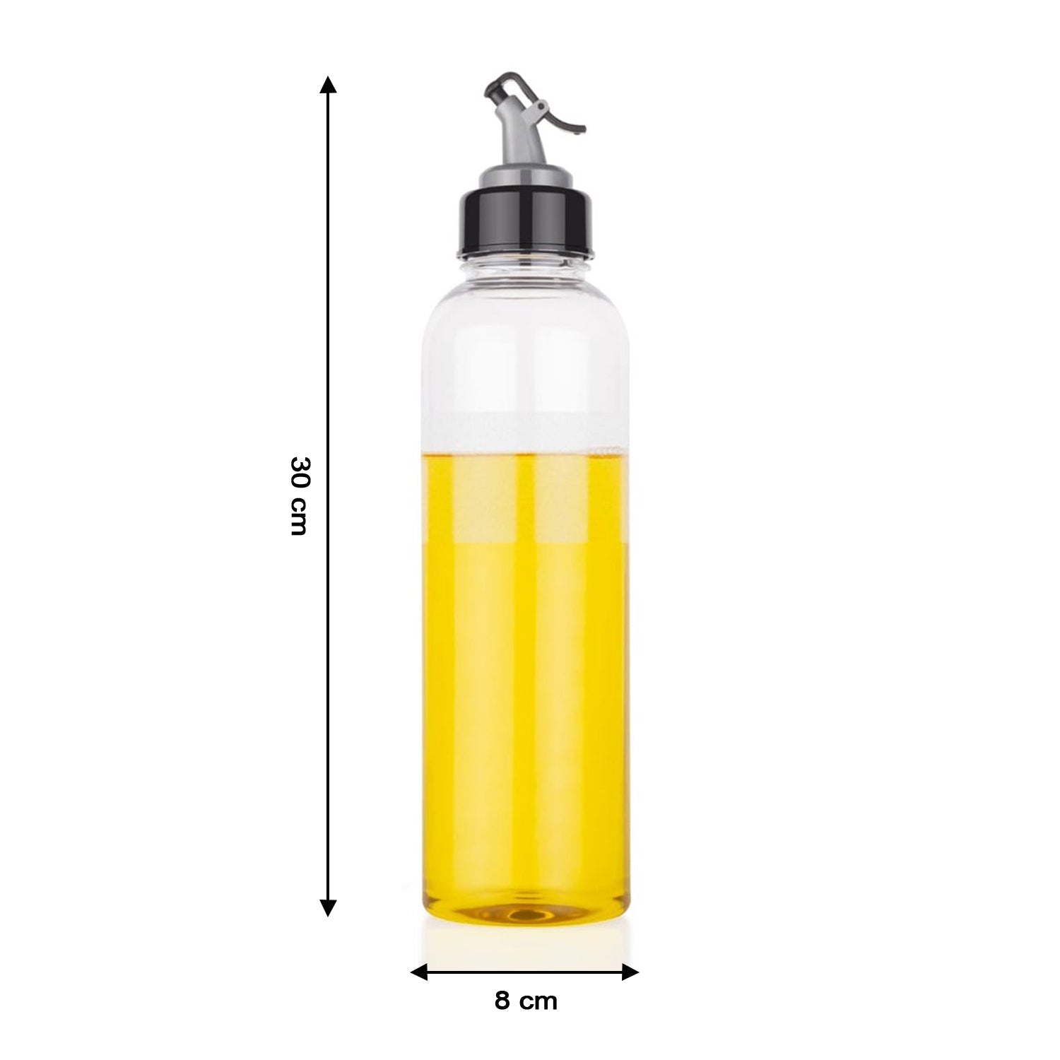 Clear oil dispenser with lid and drip-free spout, 1 liter capacity