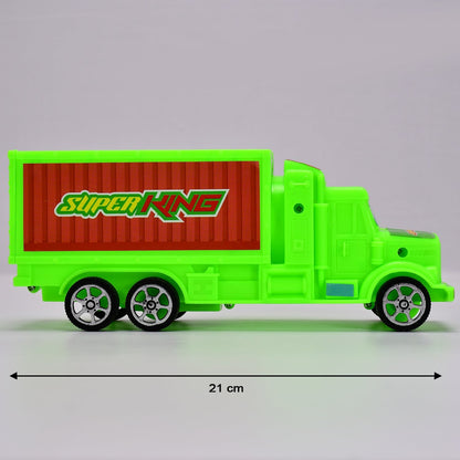 Brightly colored plastic cargo truck toy for children