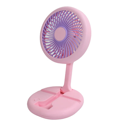 USB Rechargeable Portable Fan With LED Light Heavy Duty & Foldable Fan With Charging Port Home, Outdoor, Temple