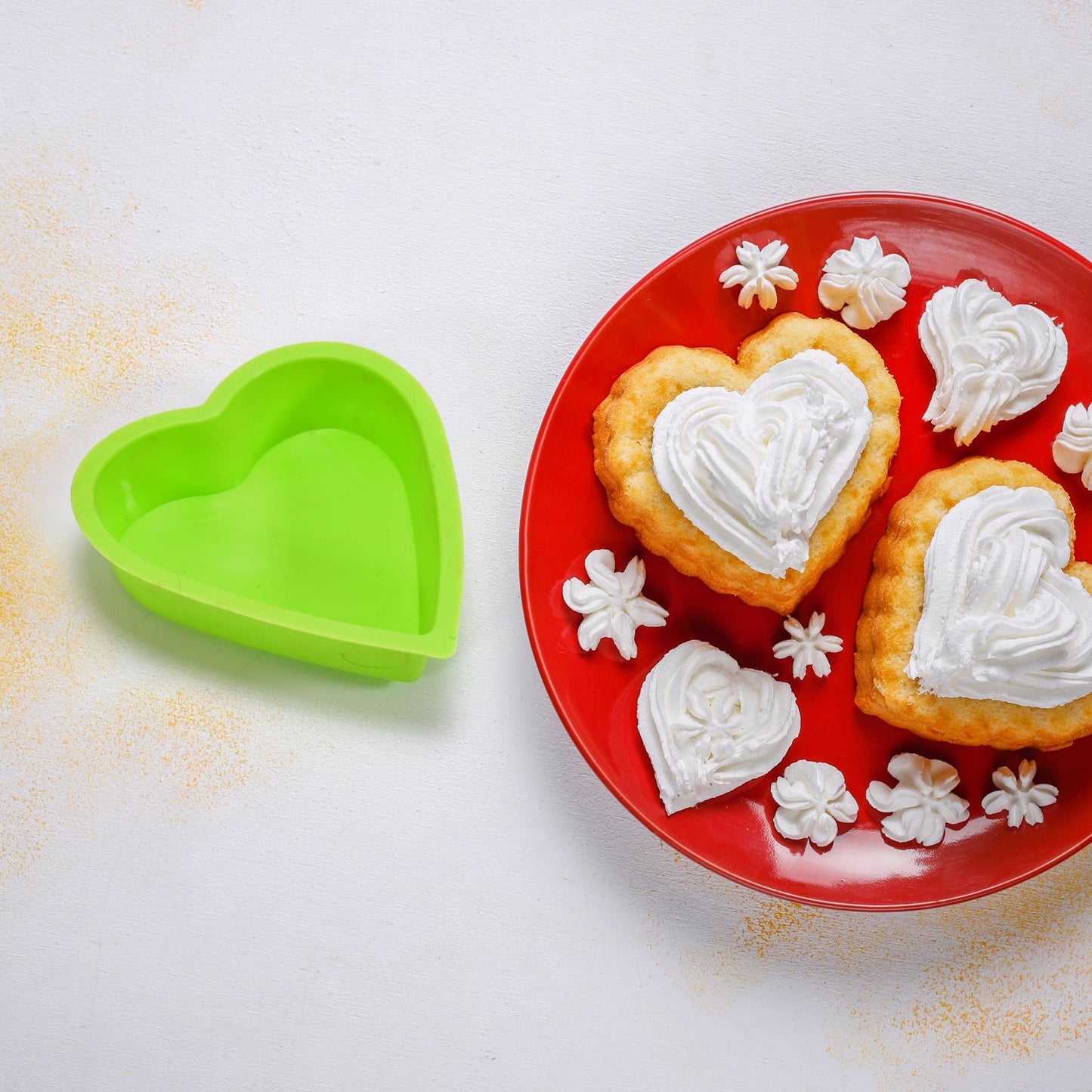 Silicone molds for heart-shaped cakes