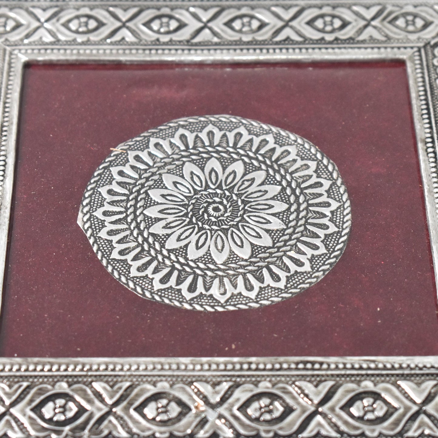 Engraved Mandala Silver Chowki