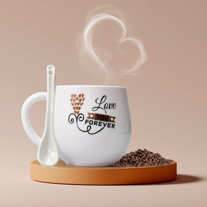 Multi-design ceramic coffee mug with spoon and box packaging