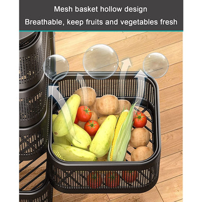 Metal High Quality Kitchen Trolley Kitchen Organizer Items and Kitchen Accessories Items for Kitchen Rack Square Design for Fruits & Vegetable Onion Storage Kitchen Trolley with Wheels (3 Layer)