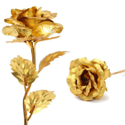 Luxury Decorative Gold Plated Artificial Golden Rose with Premium Box