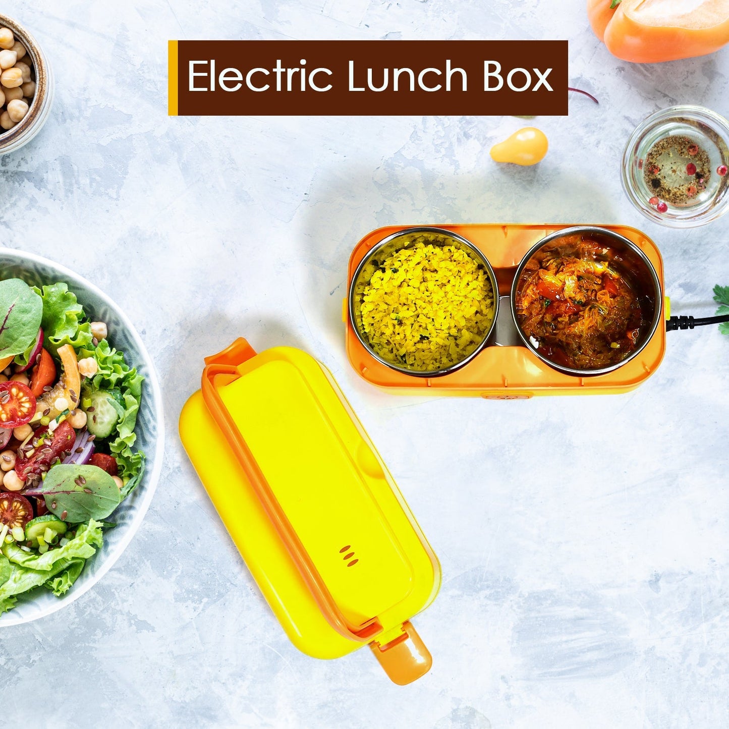 Electric lunch box with single removable container