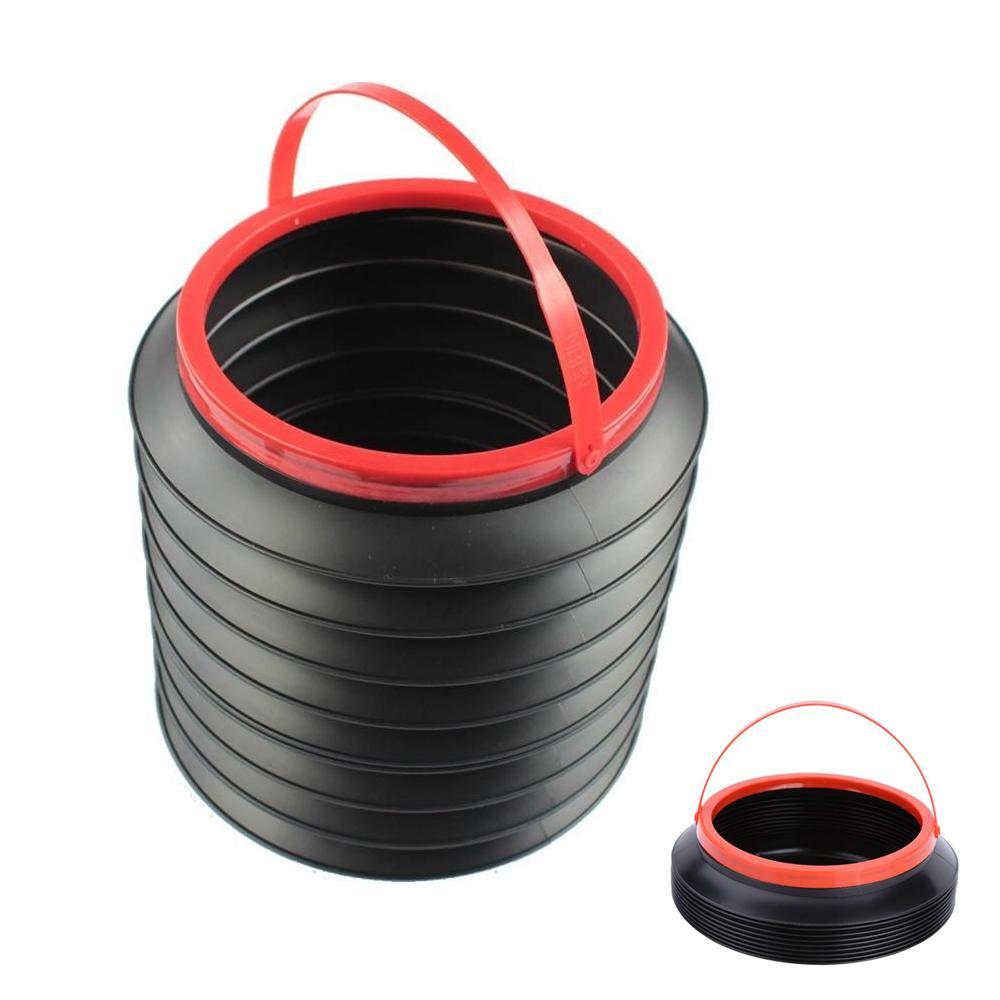 Foldable car trash can organizer with storage compartments.