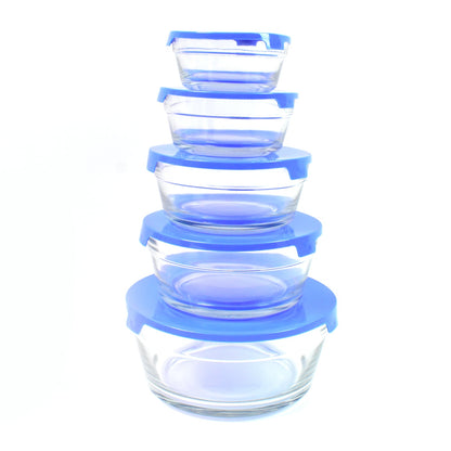 Modern Glass Bowl Set Mixing / Storage Bowls with Lids (5 Pcs Set)