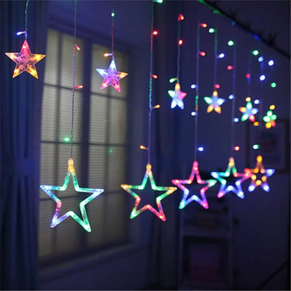 Festival LED curtain lights with star shapes