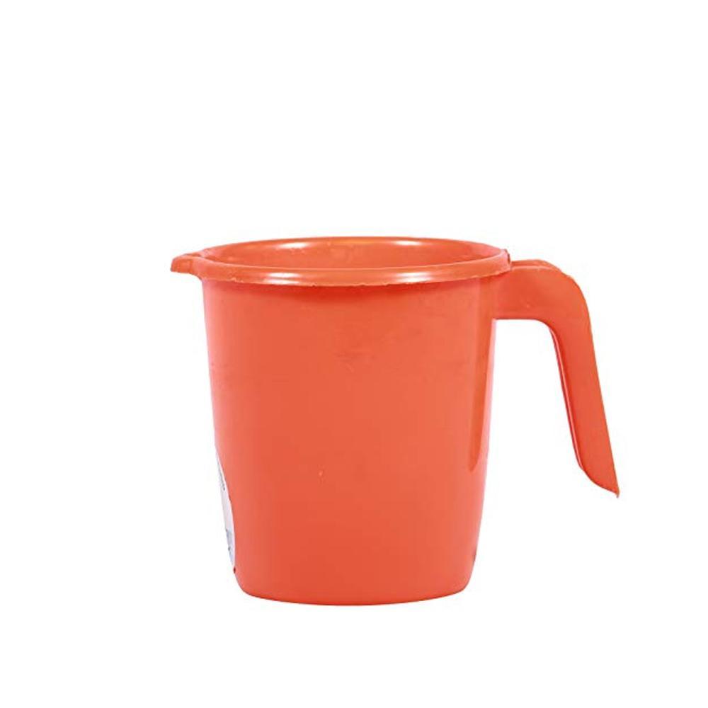 Durable plastic mug for bathroom.