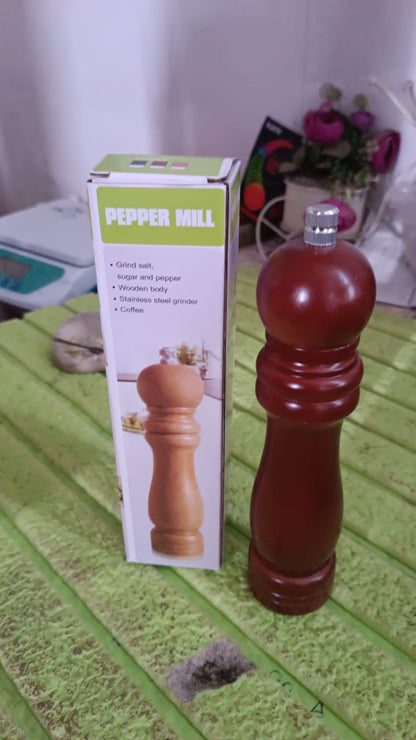 Wooden Pepper Mill 8 inch Tall - Best Pepper Grinder (1 Pc)