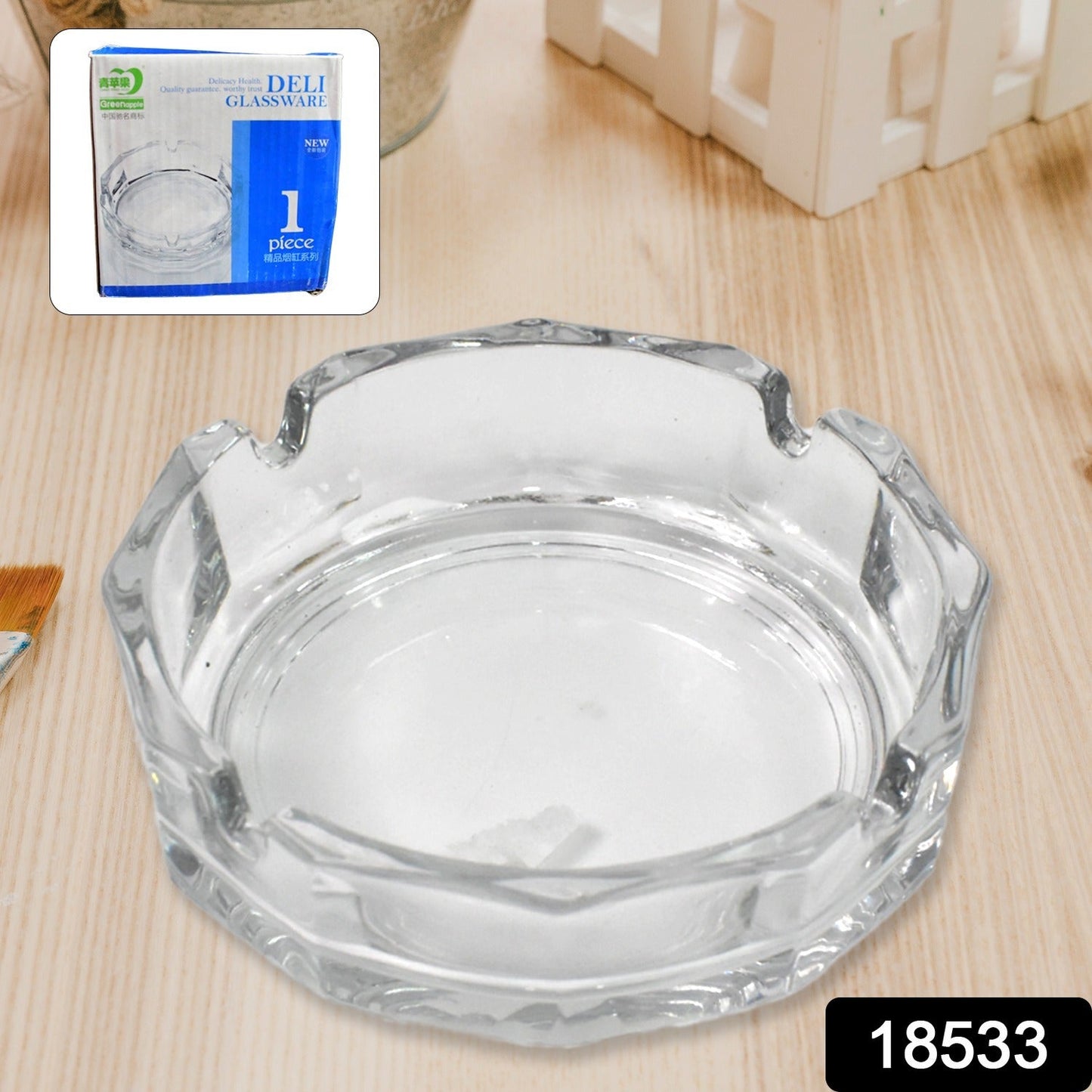 Transparent Ashtray Cigarettes Holder Home Office and Bar Tone Hotel Restaurant Indoor (1 pc)