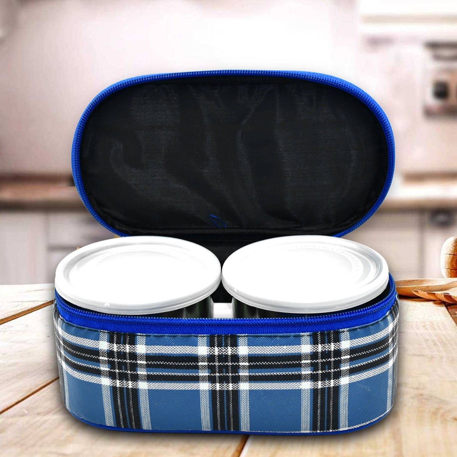 Set of three stainless steel lunch containers