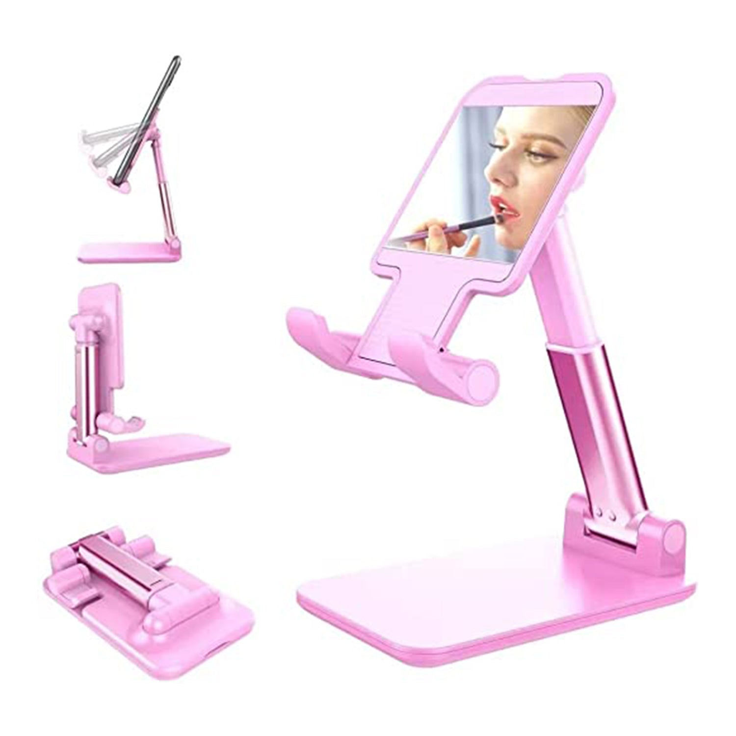 Mirror phone stand with adjustable height