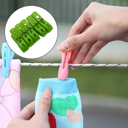 Plastic hanging clips for laundry.