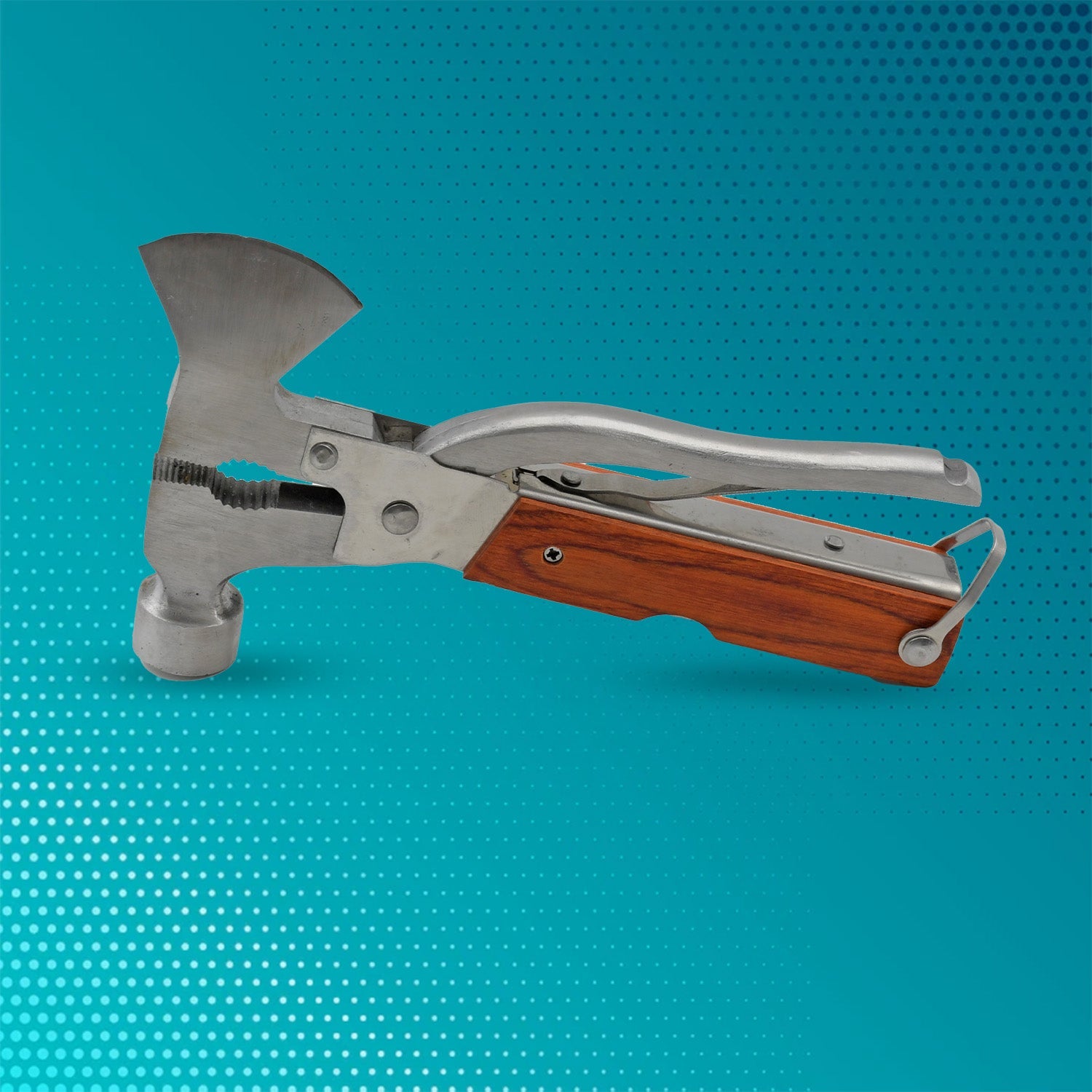 Essential multi-tool with hammer, opener, and screwdriver for practical use.