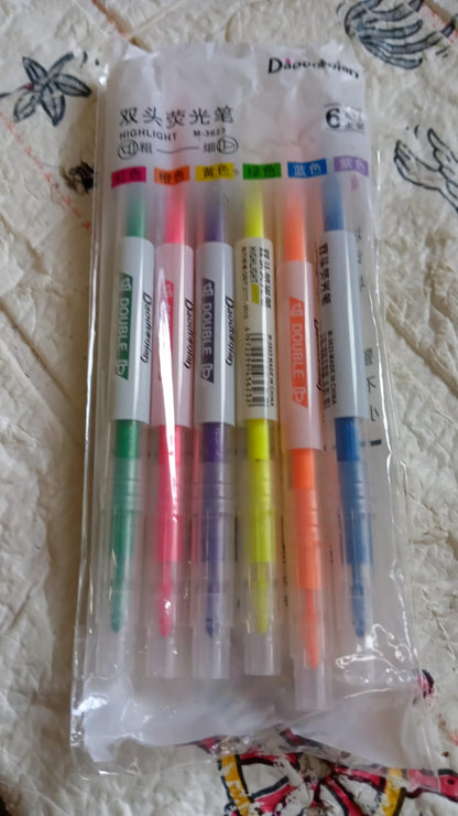 Six-color highlighter set with dual tips