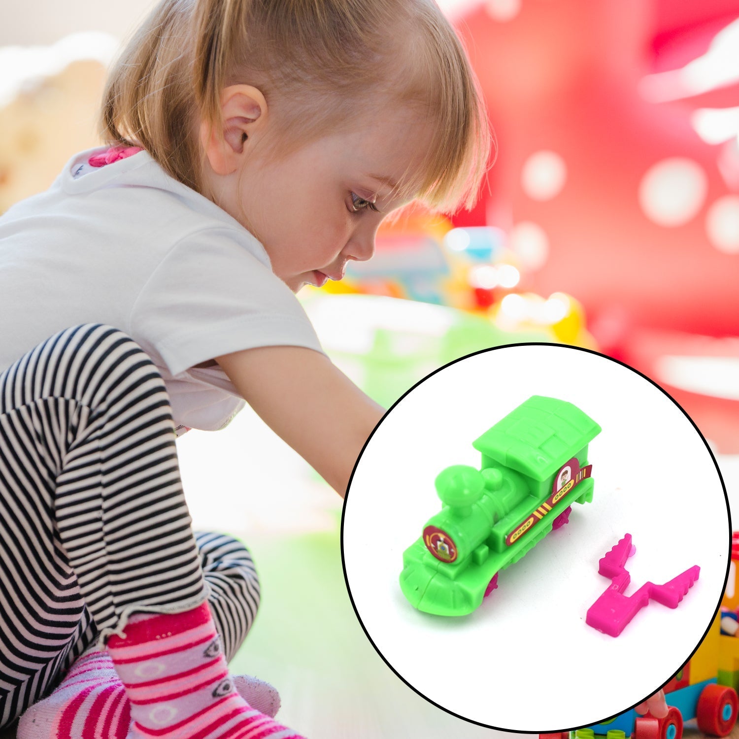 Pull along back train toy for toddlers