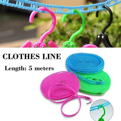 Clothesline Drying Nylon Rope with Hooks