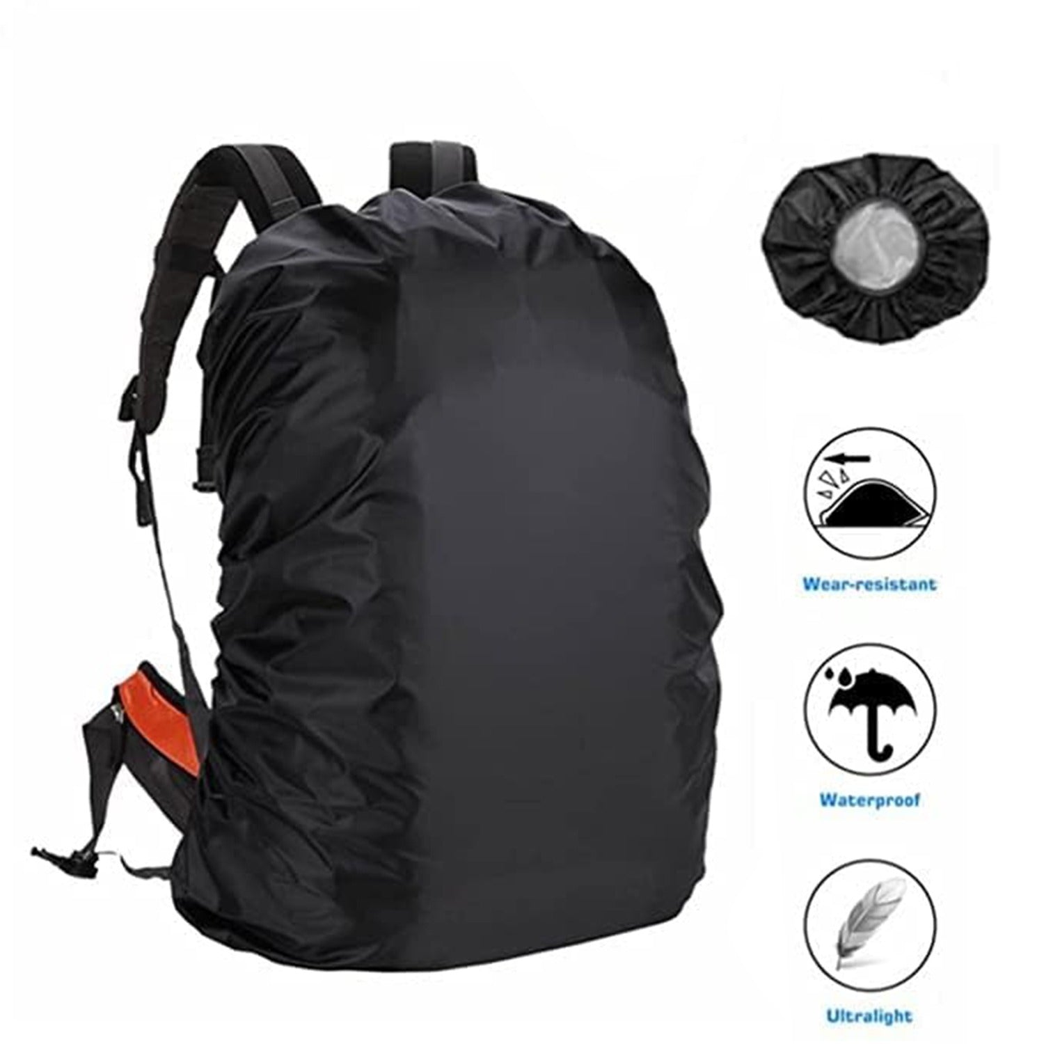 Adjustable elastic rain cover for laptop and school bags, waterproof and dustproof.