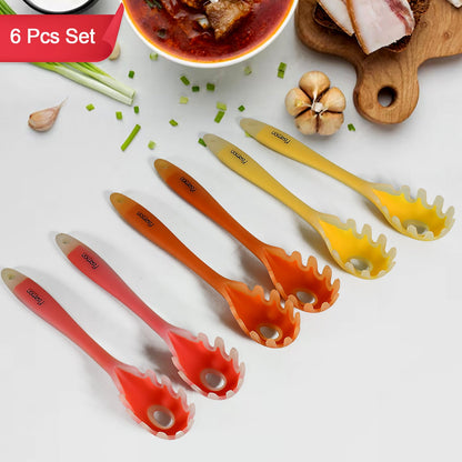 Multipurpose Silicone Spoon, Silicone Basting Spoon Non-Stick Kitchen Utensils Household Gadgets Heat-Resistant Non Stick Spoons Kitchen Cookware Items For Cooking and Baking (6 Pcs Set)